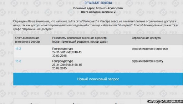 У Росії і Криму почалось часткове блокування сайту &laquo;Крим.Реалії&raquo;