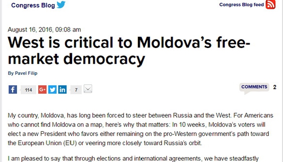 Прем’єр Молдови просить допомоги Заходу у протидії російській пропаганді