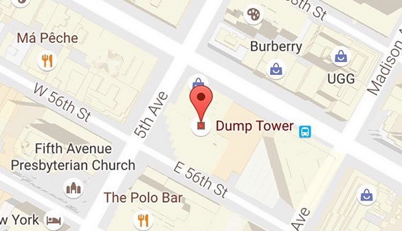 У Google Maps башту Трампа перейменували на «Вежу-сміттєзвалище»
