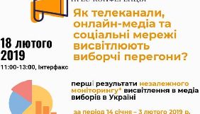18 лютого - прес-конференція &laquo;Як телеканали, онлайн-медіа та соцальні мережі висвітлюють виборчі перегони?&raquo;