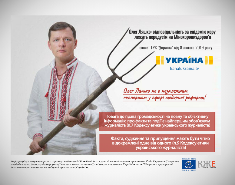 Комісія з журналістської етики висловила телеканалу «Україна» публічний осуд