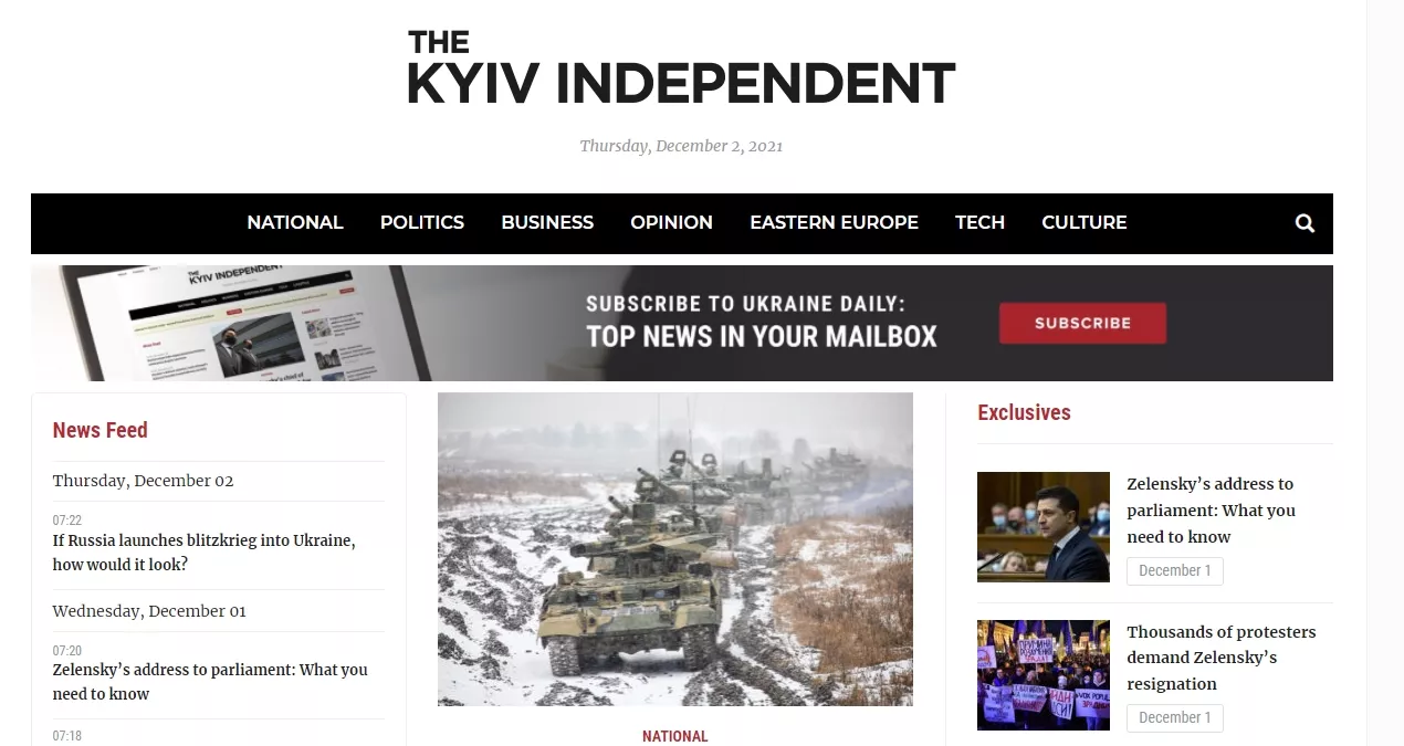 Видання The Kyiv Independent запустило сайт