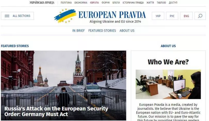 &laquo;Європейська правда&raquo; запустила англомовну версію сайту
