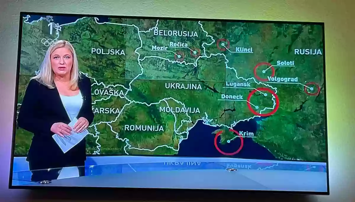 Словенський телеканал показав мапу України без Криму і пояснив це технічною помилкою
