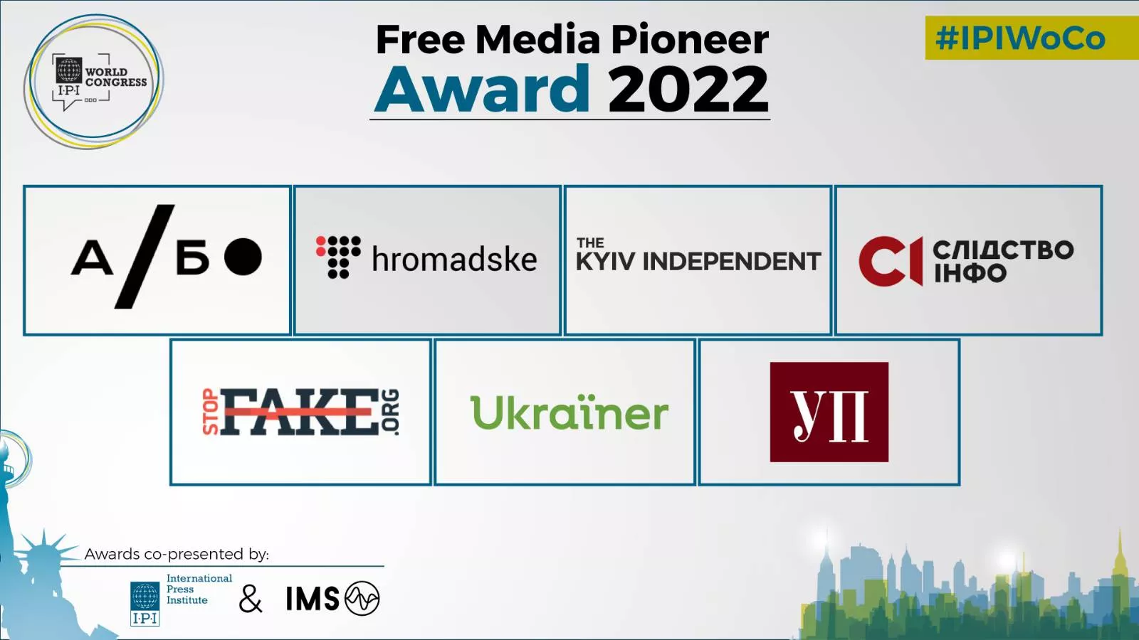 Сім українських медіа відзначено премією Free Media Pioneer 2022