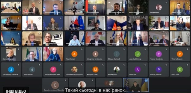 Міністри 35 країн вимагатимуть відсторонити росіян та білорусів від Олімпіади. Перед ними виступив Зеленський (ВІДЕО)