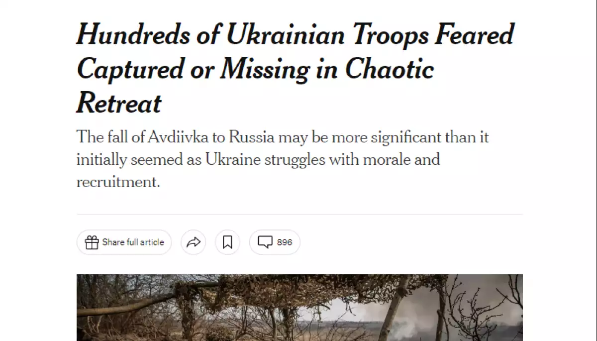 У ЗСУ назвали дезінформацією повідомлення The New York Times про 1000 українських полонених в Авдіївці