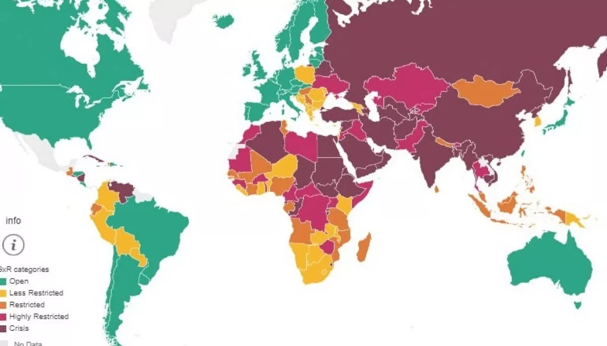 Україна посідає 99 позицію зі 161 за рівнем свободи слова у світовому рейтингу Article 19