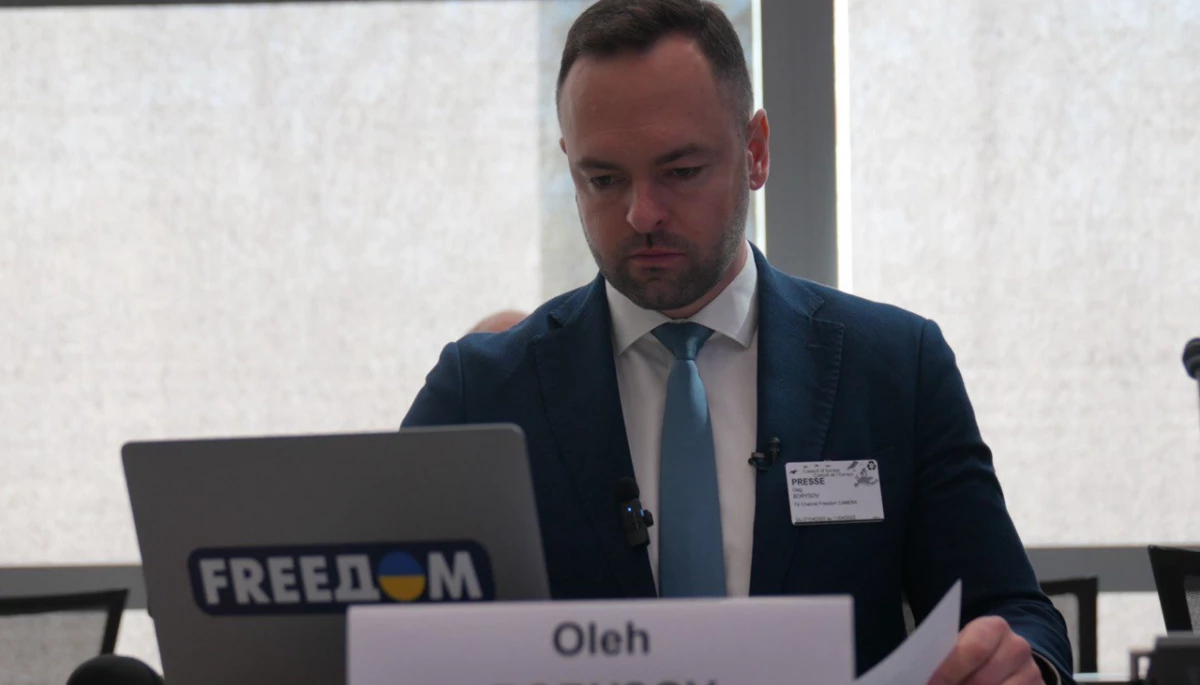Кореспондент телеканалу FreeДом Олег Борисов розповів членам ПАРЄ про ракетний удар Росії по українському іномовленню