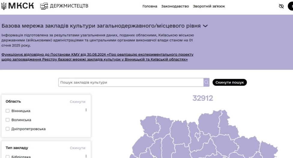 В Україні запустили електронний реєстр базової мережі закладів культури