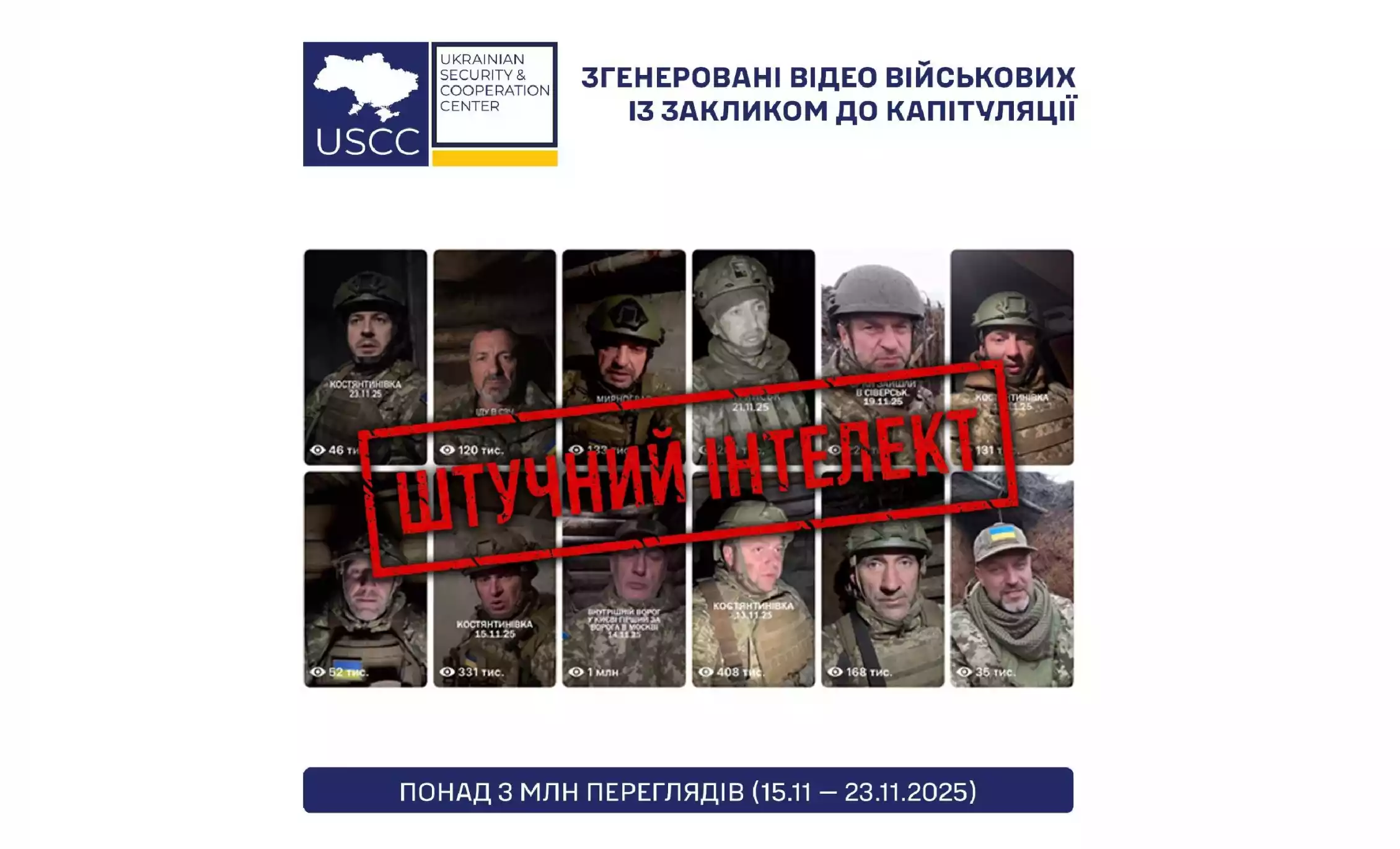 Російські пропагандисти запустили хвилю ШІ-відео з «військовими», які нібито закликають здатися