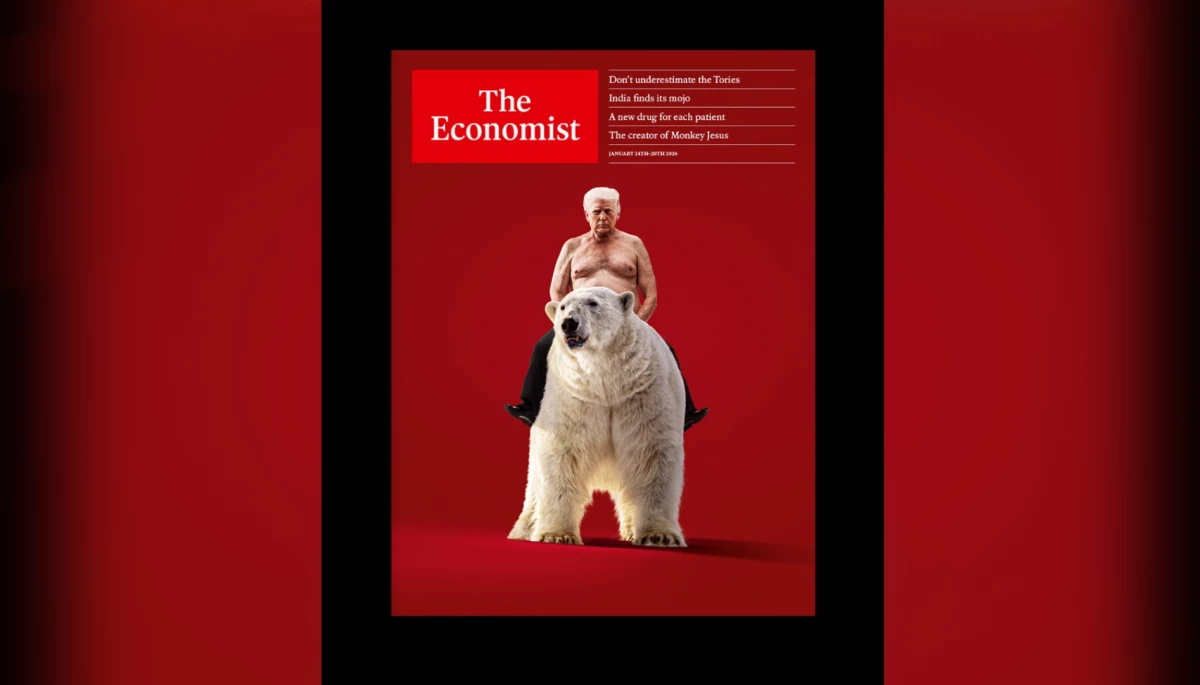 На новій обкладинці The Economist зобразили Трампа без сорочки верхи на білому ведмеді